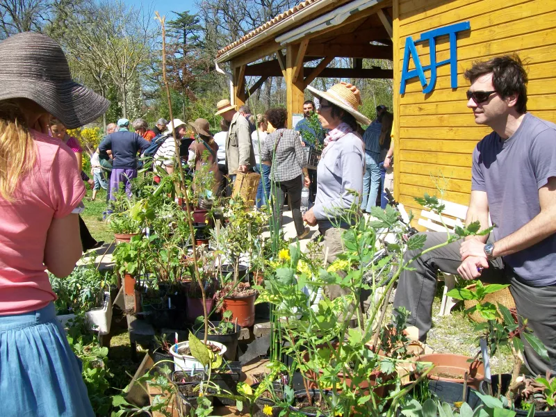Rassemblement des membres dans les jardins de l'AJT